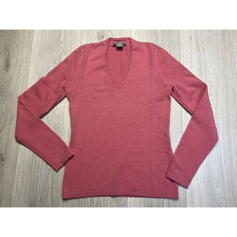 Ann Taylor Women Sweater XS Pink 100% Cashmere V-neck Luxury Soft Classic Preppy